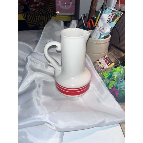 JAPAN vase spout handle red stripes Vintage - Picture 5 of 7